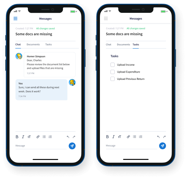 secure messaging includes easy-to-use client’s todo lists