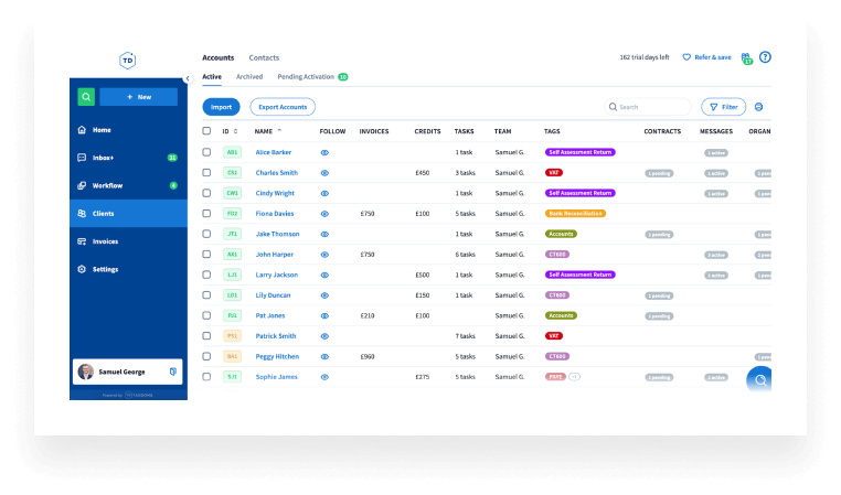 TaxDome can be set up as a crm for workflow automation