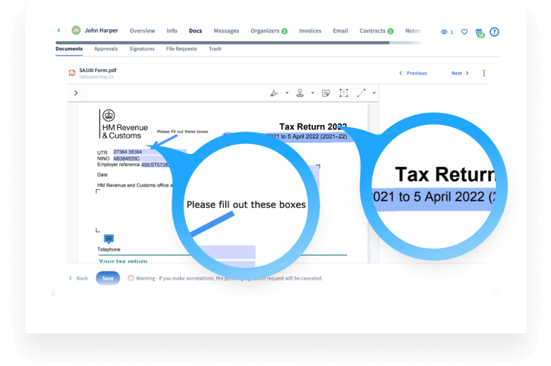 TaxDome empowers you with the native PDF Editor for document management workflow